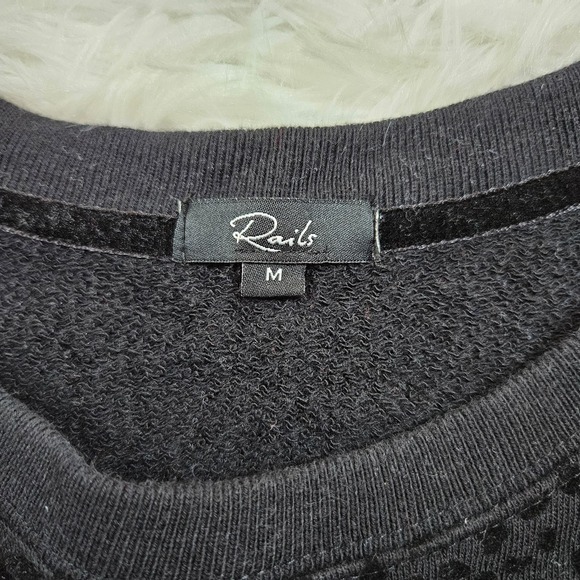 Rails‎ Black Marlo Flocked Velvet Cheetah Print Side Zipper Sweatshirt. Size M - Picture 5 of 9